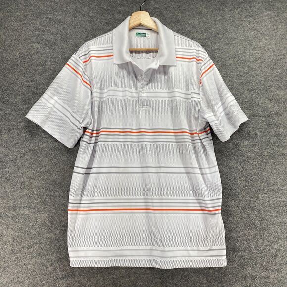 Ben Hogan Polo Shirt Men XL Gray Striped Collared Button Up Short Sleeve Regular - Picture 1 of 6